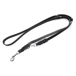 Heim Führleine mit eingeflochtenem Karabiner, schwarz - 220 cm lang, 18 mm breit