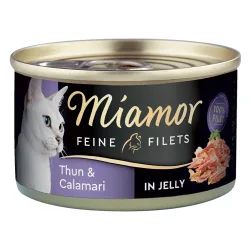Sparpaket: 12 x 100 g Miamor Feine Filets - Heller Thunfisch & Calamari in Jelly