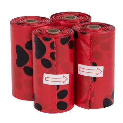 Hundekotbeutel mit Duft - 4 Rollen à 15 Beutel rot, Rose