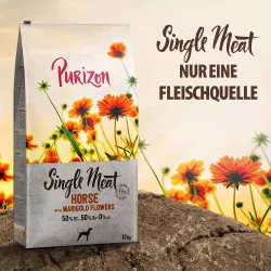 Sparpaket Purizon 2 x 12 kg - Single Meat: Adult Pferd mit Ringelblumenblüten