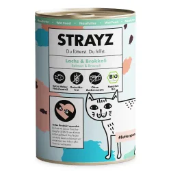 Sparpaket STRAYZ BIO Katze 24 x 400 g - Bio-Lachs & Bio-Brokkoli