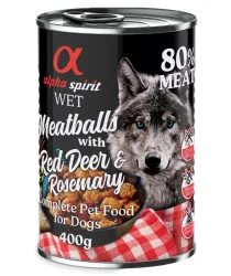 alpha spirit Dog Meatballs 6 x 400 g - Rothirsch & Rosmarin