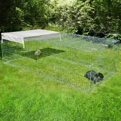Kerbl Freigehege 4-Eck mit Ausbruchsperre und Gitterdach, gross - L 200 x B 100 x H 60 cm