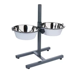TIAKI Doppelnapf mit verstellbarem Ständer - 2 x 875 ml, Ø 17 cm