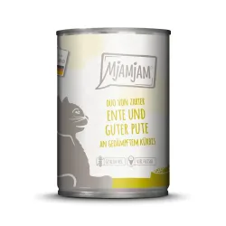 Sparpaket MjAMjAM Duo 24 x 400 g - zarte Ente & gute Pute an gedämpftem Kürbis