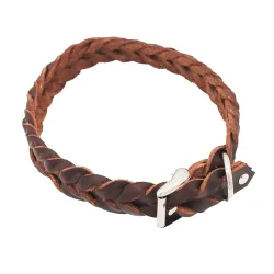 Heim Lederhalsband geflochten, braun - 44 - 54 cm Halsumfang, 25 mm breit