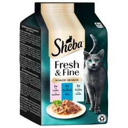 SHEBA, Multipack Sheba Fresh & Fine Frischebeutel 6 x 50 g - Lachs, Thunfisch & Forelle in Sauce