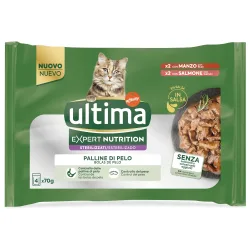 Affinity Ultima, 36 + 8 gratis! Ultima Cat Expert Nutrition 44 x 70 g - Hairball Rind & Lachs