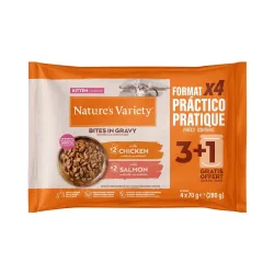 Sparpaket Nature's Variety Kitten Bites in Sosse 44 x 70 g - mit Huhn & Lachs