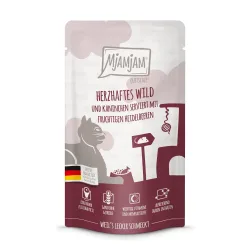 MjAMjAM Quetschie 12 x 125 g - herzhaftes Wild & Kaninchen mit fruchtigen Heidelbeeren