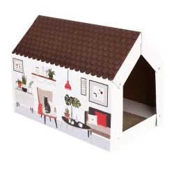 XL-Katzenhaus Home inkl. Kratzbrett - Winter - L 58 x B 36 x H 41 cm