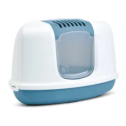 Savic Katzentoilette Nestor Corner - Starterset: Toilette blau/weiss + 2 extra Filter + 12 Bag it up