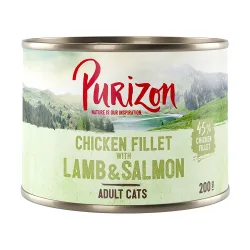 Purizon Original 12 x 200 g - getreidefrei - Hühnerfilet mit Lachs & Lamm