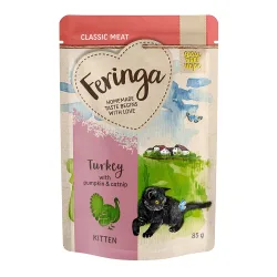 Feringa Classic Meat Menü Kitten Pouches 12 x 85 g - Mixpaket 1: Pute, Huhn & Kalb, Kaninchen & Huhn, Lachs & Huhn