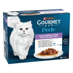 Gourmet Perle Gemischte Auswahl 12 x 85 g - Duo vom Land & aus dem Meer (4 Sorten)