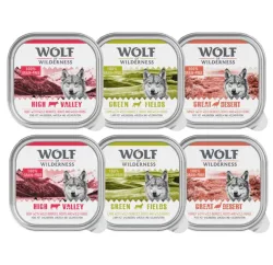 Wolf of Wilderness Adult - Single Protein 6 / 24 x 300 g Schale - 24 x 300 g: Mixpaket: Rind, Pute, Lamm