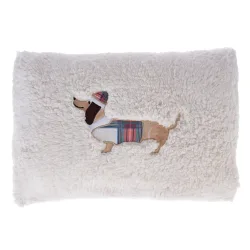 TIAKI Kissen Funny Winter Dog - L 50 x B 30 cm