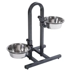 U-Hundebar inklusive 2 Edelstahlnäpfe - 2 x 1,8 l, Ø 21 cm, Höhe bis 44 cm