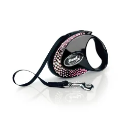 flexi Glam Composition Gurtleine, schwarz - Grösse M: bis 20 kg (5 m)
