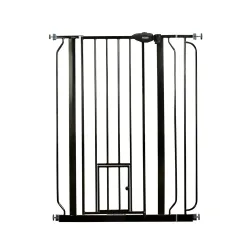 Carlson extrahohes Gitter mit Kleintiertür - 75 - 90 cm breit, schwarz