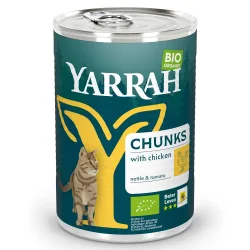 Yarrah Bio Chunks 6 x 405 g - Bio Huhn & Bio Truthahn mit Bio Brennnesseln & Bio Tomaten in Sosse