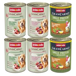 animonda GranCarno Superfoods Nassfutter Hund Adult, Mixpaket 6x400 g