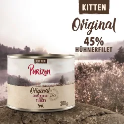 Purizon Original 12 x 200 g - getreidefrei - Kitten: Hühnerfilet mit Truthahn