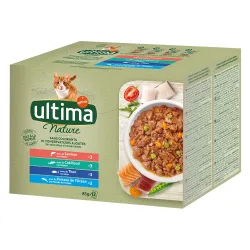 80 + 16 gratis! Ultima Adult 96 x 85 g - Nature: Fischauswahl (Lachs, Thunfisch, Ozeanfisch, Kabeljau)