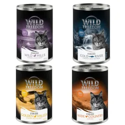 Wild Freedom Adult Sterilised 6 x 400 g - getreidefreie Rezeptur - NEU: Mixpaket (2x Huhn pur, 2x Huhn & Lachs, 1x Huhn & Kaninchen, 1x Huhn & Ente)