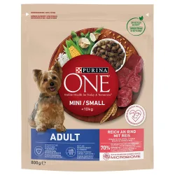 PURINA ONE Mini Adult Rind & Reis - Sparpaket: 5 x 800 g