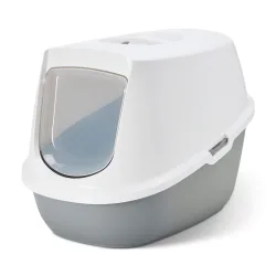Savic Katzentoilette Robin - Starterset: Toilette hellgrau/weiss + 2 Filter + 12 Bag it up