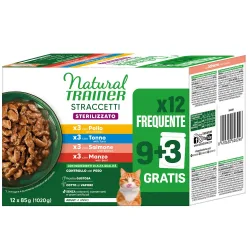 Natural Trainer Straccetti Adult Sterilised Streifen in Sosse 24 x 85 g - Mixpaket (4 Sorten)