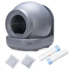 beeztees Automatische Katzentoilette Moeza - Startset: Katzentoilette + 10 Katzenstreubeutel + 12 Filter
