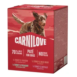 Sparpaket Carnilove Dog in Paté Pouches 16 x 300 g - Truthahnauswahl (4 Sorten)