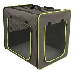 Transporthütte First Class Basic - Grösse S: B 38 x T 53,5 x H 46 cm, grau-braun/neon-grün