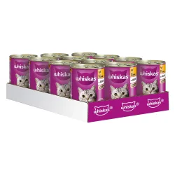 Whiskas 1+ Dosen 24 x 400 g - Mix I: Geflügel in Sauce + Huhn in Gelee