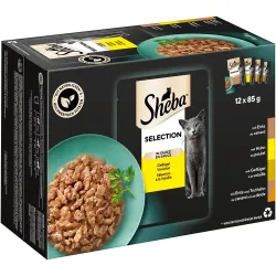 Multipack Sheba Varietäten Frischebeutel 12 x 85 g - Selection in Sauce Herzhafte Komposition
