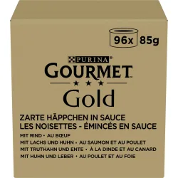 GOURMET Gold Zarte Häppchen Katzennassfutter Sorten-Mix 96x85g