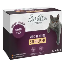 Smilla Frischebeutel Sterilised Häppchen mit Gemüse - 4 x 85 g Probiermix (Lachs, Pute)