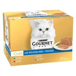 Sparpaket Gourmet Gold Feine Pastete 48 x 85 g - Fleisch-Mix (Kaninchen, Kalb, Rind, Lamm)
