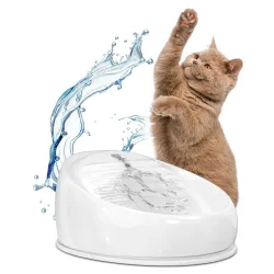 Lucky-Kitty Katzenbrunnen Keramik - Trinkbrunnen 1,5 Liter, grau