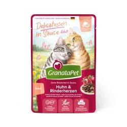 GranataPet Delicatessen in Sauce 12 x 100 g - Huhn & Rinderherzen