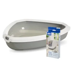 Savic Rincon Ecktoilette mit Rand - Starterset: Toilette grau/weiss + 12 Bag it up