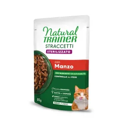 Natural Trainer Stracceti Adult Sterilised Streifen in Sosse 48 x 85 g - Rind