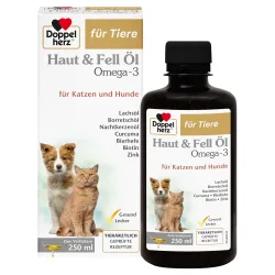Doppelherz Haut & Fell Öl Omega-3 für Katzen und Hunde - Sparpaket: 2 x 250 ml