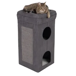 Faltbarer Katzenturm Soft?n Scratchy - dunkelgrau / weiss