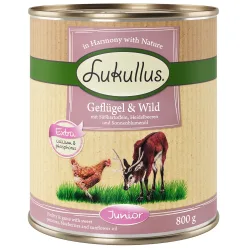 Sparpaket Lukullus Naturkost 24 x 800 g - Junior Geflügel & Wild (getreidefrei)
