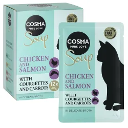 Sparpaket Cosma Soup 24 x 40 g - Hühnchenbrust & Lachs mit Zucchini & Karotte