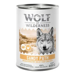 Wolf of Wilderness Adult 6 x 400 g - Mit viel frischem Geflügel  - Sandy Path - Geflügel mit Huhn