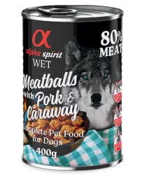 alpha spirit Dog Meatballs 6 x 400 g - Schwein & Kümmel
